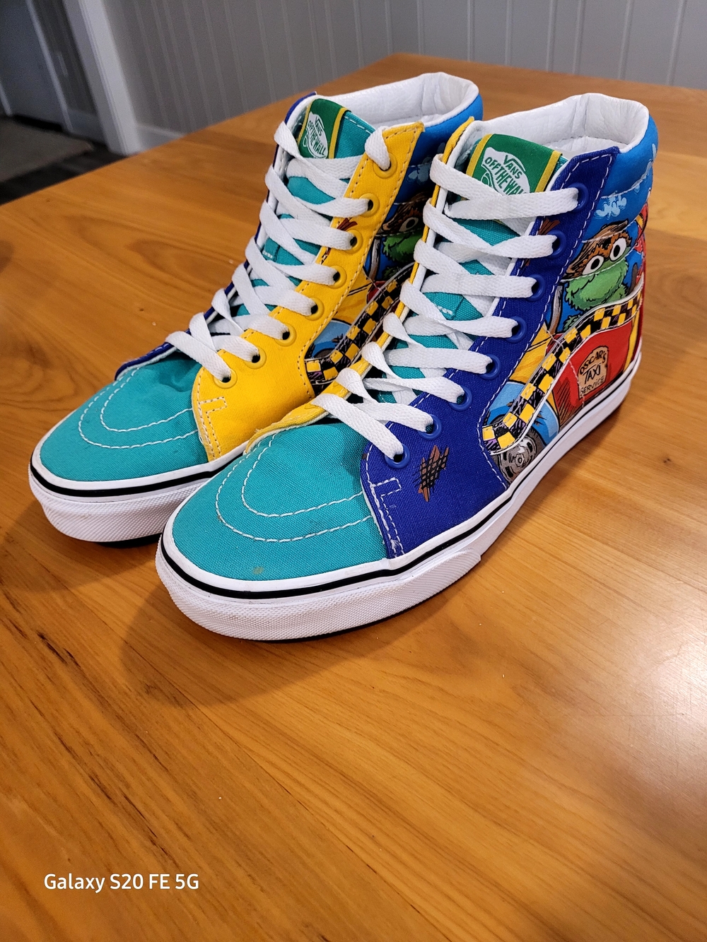 Vans Sk8-Hi Colorblock Sesame Street Collab High Tops - Teal Yellow Blue